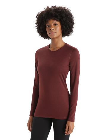 Icebreaker Merino 200 Oasis Long Sleeve Crewe Thermal Top Naisten Base Layers Punainen | FI 1928QMAZ